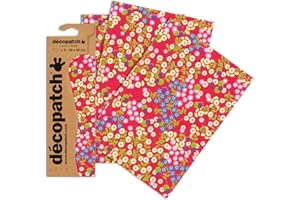 DECOPATCH Décopatch – Papel decorativo (395 x 298 mm, 3 unidades), diseño de flores, rojo/azul/verde/amarillo/rosa/morado