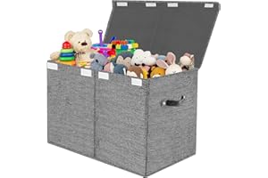 VERONLY Aufbewahrungsbox Spielzeugkiste mit Deckel Kinder - Aufbewahrungskiste 83L Faltbar Aufbewahrung mit Griffen Groß für Spielzeug Kleidung Bücher Schlafzimmer (Dunkelgrau)