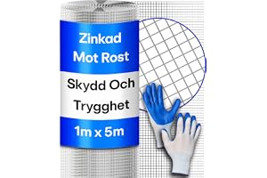 Praknu Finmaskigt Trådnät 1 x 5 m - Hönsnät & Voljärnät - Gnagarskydd Nät | Skydd mot sorkar och mullvadar, galvaniserat stålnät med rostskydd, väderbeständigt, 6,3 mm maskor, kaninnät, handskar ingår