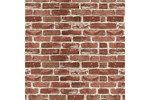Tinicor Red Brick Self Adhesive Wallpaper, Brick Effect Peel and Stick Wallpaper, Waterproof Vinyl Vintage Wallpaper, Wall Sticker for Christmas Decor House Wall Furniture Renovation, ZW01443