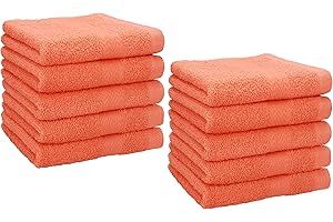 Betz Lot de 10 Serviettes débarbouillettes lavettes Taille 30x30 cm en 100% Coton Premium (orangé Sang)