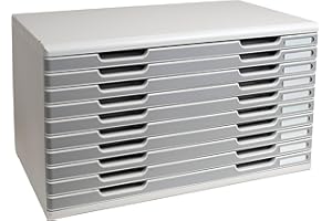‎EXACOMPTA Exacompta 324041D Schubladenbox und Ablagesystem Modulo DIN A3 mit 10 Schubladen 350 x 576 x 320 mm Belastbare Schubladenbox mit hoher Kapazität für mehr Platz grau/steingrau