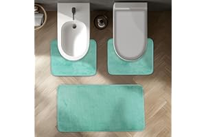 Comart - Zestaw dywaników łazienkowych Tahiti - Tris chłonne maty podłogowe: 1 prostokątny 45 x 75 cm 2 x woda 45 x 37,5 cm - Szybkoschnący - oszczędność miejsca - antypoślizgowy - można prać w pralce