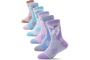 PROETRADE Kinder Mädchen Jungen Socken Warme Wolle Wandersocken Sportsocken Wollsocken Dicke Thermosocken Wintersocken Kindersocken 6 Paare