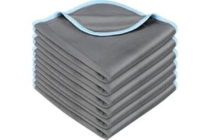 BELEVO Chiffon Microfibre Carbone, 6X Chiffon Vitre sans Trace Réutilisable Chiffon Magique Fibre De Carbone Cuisine, Voiture, Verre, Nettoyage Vitre 400GSM 30 X 30 Cm