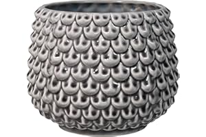 BLOOMINGVILLE Maceta Pinecone - Macetero Decorativo Redondo para Flores e Plantas para Interiores L (16,5 cm ø), Gris, Cerámica