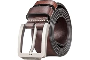 Tolumo Mens Belt Thick Full Grain Leather Belts 1.5" Wide Great for Casual Jeans Dress Work, Adjustable Classic Belt Trim to Fit