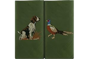 MANDITTIONS Boxed Set of Embroidered Cotton Handkerchiefs with Country or Sport Motifs