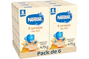 NESTLÉ Nestle Papilla 8 Cereales con Miel, 6 Paquetes de 475g (Total 2.85 Kg)