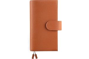 Ox Knight Skórzane etui na tygodnie/tygodnie Hobonichi Mega - z pętelką na długopis, przegródkami na karty, tylną kieszenią i zakładkami (brązowy)