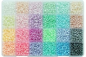 Bala&Fillic Taille 6/0 Perles de rocaille en verre 24 couleurs Environ 3840 pièces dans une boîte Petites perles de rocaille pour la fabrication de bracelets de bijoux