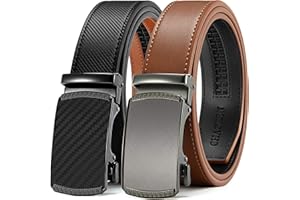 CHAOREN Leather Belts for Men 2 Pack - Ratchet Belt 1 3/8" in Gift Set Box - Micro Adjustable Belt Meet Almost Any Occasion and Outfit