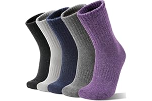 SANDSUCED Damen Merinowolle Socken Wandersocken Dicke Thermosocken Warme Atmungsaktive Wollsocken Geschenke Wintersocken 5 Paar