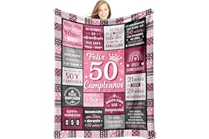 Giftasy Regalos 50 Cumpleaños Mujer, Regalo 50 Años Mujer - Manta Llena de Bendiciones, Regalos Originales para Mujeres 50 Años para Amigas, Hermanas, Madres, Abuelas (157x132 cm)