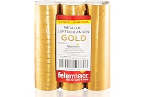 PartyMarty Luftschlangen Gold Metallic im 3er Sparpack - 3 Rollen mit je 18 metallisch glänzenden Luftschlangen - Karneval, Fasching, Hochzeit, Silvester, Abitur Abschlussfeier 2022
