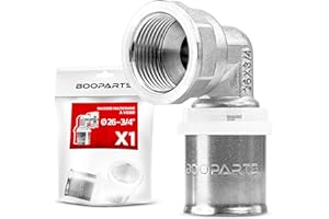 BOOPARTS – 1 Pièce – Coude Femelle à Sertir Ø26–F3/4" (20/27) | Raccord Multicouche Contour TH | Coude de Transition Étanche et Durable pour Tuyaux PEX PER et Composites