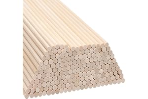Belle Vous Palo Madera Redondo Natural (Pack de 200) 18 cm de Largo Varas de Madera Extra Largas Sin Terminar 5 mm de Grosor - Palos de Madera Redondos, Manualidades, Decoraciones, Arte