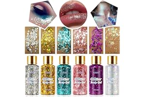 ABODIUSS 6Pcs Glitzer Gesicht, Body Glitter für Make-up, Festival Glitzer Gesicht Für Augen und Lippen,Maniküre DIY Glitter, Face Glitterr für dauerhaften Glanz,Long-Lasting Mermaid Sequins Chunky Glitters kit