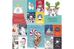 Bear and Bee 50 tarjetas navideñas populares diferentes con muchos osos, con sobres kraft reciclados