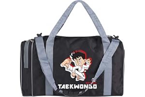 BAY Sporttasche Taekwondo TKD Tae Kwon Do, Kinder Kids small klein Taschen Bag, schwarz grau, Trainingstaschen Sporttaschen Thaiboxtasche