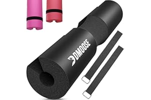 DMOOSE FITNESS DMoose - Almohadilla para barras, alivia la presión del cuello, los hombros y proporciona apoyo en la parte inferior de la espalda, almohadilla antideslizante de espuma EVA con correas de seguridad, almohadilla de empuje de cadera para sentadillas, estocadas, para barras estándar y olímpicas