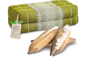 ‎LIVASIA livasia Block Yogakissen eckig - 17x34x12cm - Meditationskissen mit Kapok, Stützkissen Bolster rechteckig, Yoga Pilates Zubehör Nackenkissen, Thaikissen fest handgefertigt (Grün)