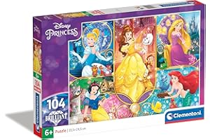 Clementoni 20140.2 - Puzzle "Księżniczki Disney", z błyszczącymi kamyczkami 104 części