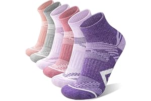 ANTSANG 6 Paires de Chaussettes de Cheville en Laine Mérinos pour Course Randonnée Marche Travail Thermique Chaudes Épaisses Rembourrées Chaussettes au Quart pour Femmes et Hommes