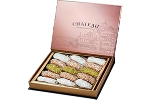 Chateau de Mediterranean Medjool Dates Filled with Almonds & Coated in White Chocolate & Nuts - 500g | Luxurious Treat Dessert | Made with Premium Chocolate & Fresh Dates | Beautiful Gift Packaging