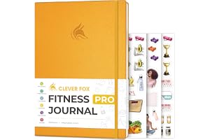 Clever Fox Fitness Journal PRO – träningsplanerare med måltidsplanerare och vanasätare – träningsloggbok – fitnessplanerare, 6 månader (bärnstensgul)