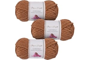 Utopia Crafts Cuddle - Filato morbido in ciniglia super grosso, per lavorare a maglia e uncinetto, 3 confezioni da 100 g (rame antico)