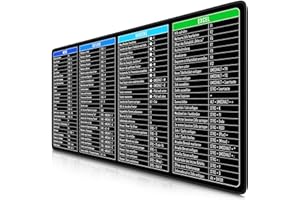 TITANWOLF - XXL Speed Gaming Mauspad 900 x 400mm - Excel Windows Outlook Word Shortcut Tastenkürzel auf DEUTSCH - Schwarz
