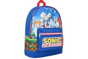 SONIC THE HEDGEHOG School Bag Kids Backpack for Boys Blue Large Capacity Backpack for School Travel Sports Book Bag 2 Pockets Sonic Gifts for Boys