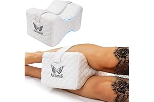 AviiatoR® Orthopedic Knee Pillow Memory Foam For Side Sleeping, Support for Lower Leg, Pregnancy, Sciatica, Back, and Hip Pain Relief - Wedge Contour Leg Pillow with Washable Cover