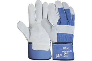 DOJA Barcelona | Rękawice robocze ze skóry materiałowej | 6 par | skórzane rękawice rozm. 9/L | rękawice dla mechaników męskie/damskie | rękawice ogrodowe odporne na kolce/cięcie, rękawice montażowe, rękawice ochronne