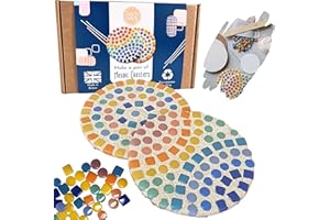 Crafty You Crafty Me - Mosaic Coasters Craft Kit (Rainbow Mix (Round)), Arts and Crafts Gifts for Beginners, Made in UK