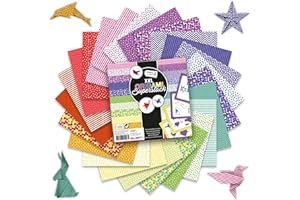 CRAFT SENSATIONS BY GRAFIX Craft Sensations Papier Origami Couleur 15 x 15 cm – 408 Feuilles d'Origami avec 24 Designs Différents Kit de Bricolage Enfant - Avec Instructions