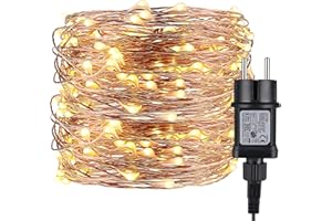 ALED LIGHT Guirlande Lumineuse 32M 320LED, LED Fil de Cuivre Étanche IP65 avec Adapteur Alimentation, Chaine de Lampe Décoration Extérieur/Intérieur pour Noël Fête Jardin Maison(Blanc Chaud)