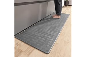 COLOR&GEOMETRY Color G Küchenläufer 44 x 180 cm, Anti-Müdigkeit Küchenteppich Waschbar rutschfest, Leder Teppich Küche Öl Resistent, Wasserdicht für Küche, Esszimmer, Wohnzimmer, Büro (Grau)