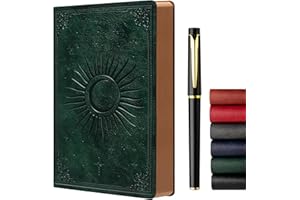 ZXHQ Portada suave de la revista retro de cuero, 288 páginas, 180 planos, para escribir un diario de viaje portátil, 5,7 'x 8,3' verde oscuro