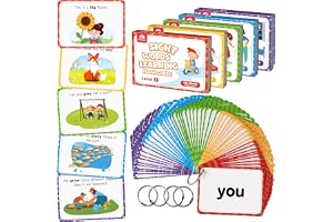 Coogam Sight Words Educational Flashcards - 220 Dolch Sightwords Game with Pictures & Sentences,Literacy Learning Reading Car