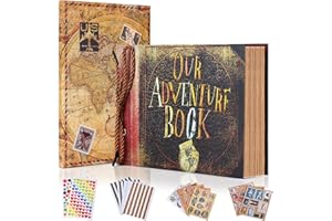 FEIYU BUY Abenteuerbuch, Tagebuch, Fotoalbum, Sammelalbum mit festem Einband, Reise-Scrapbook für Jahrestag, Hochzeit, Geburtstag, Weihnachten (Retro-Stil), Geschenk für Paare