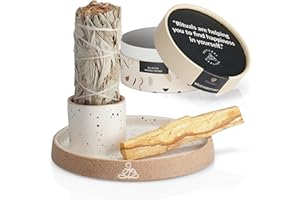‎MYHAPPYGOODS [HOCHWERTIGE] Räucherschale für jedes Räucherwerk, Räucherstäbchen, Palo Santo, Weißer Salbei I Räucherschale I PALO Santo UND Salbei SIND Nicht ENTHALTEN