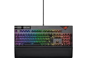 ASUS ROG Strix Flare II 100% RGB Gaming Keyboard, ROG NX Red mechanical switches, PBT doubleshot keycaps, 8k Hz polling, Sound-dampening foam, Media controls, USB passthrough, Wrist rest, UK Layout
