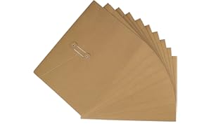 MAOXINTEK Kraft Paper Envelopes File Folders A4 Size Documents Paper Wallet, String & Button Closure, 10PCS Project Pockets Organizer Bag for Office School, Brown