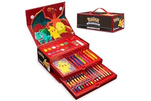 Pokémon Målningstillbehör, konstset, Pikachu-pysselset, för barn, med 40 målningsredskap