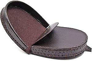 KUWUGI Mens Real Leather Coin Tray Purse LARGE 8cm x 9cm Coins Pouch Wallet (Dark Brown)
