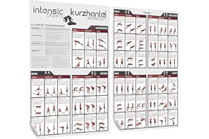 intensic SPORTS Kurzhantel Workout Poster Set | 60 Fitness-Übungen für Hantel-training Muskelaufbau Motivation Homeworkout Fitnessraum Fitness-training zuhause Trainingsplan Dumbbell Sport-poster