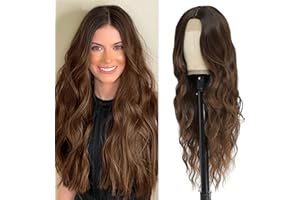 BUPPLER Cosplay Long Ombre Brown Wig 26 Inch Middle Part Synthetic Wig Realistic Gifts Party Wigs for Women Daily Use Colorful Wigs (Ombre Brown)