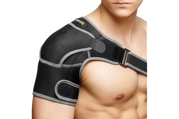 BraceUP Axelstöd – Justerbar Axelbandage med Ficka för Is- eller Värmeförpackning, Ger Stöd och Smärtlindring vid Axelproblem för Män och Kvinnor